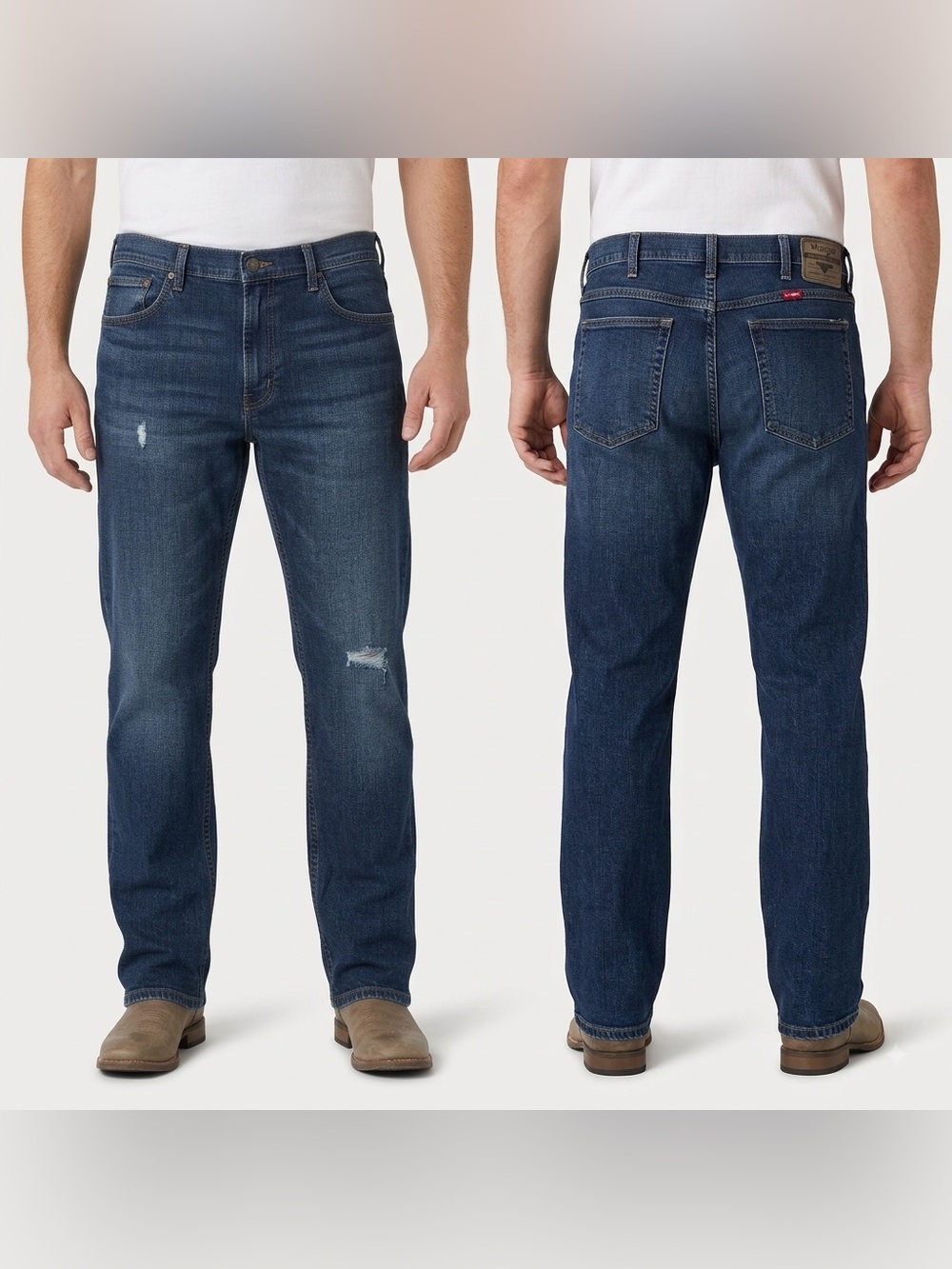 Wrangler Men's Relaxed Fit Dark Wash Stretch Denim Jeans 38x34 97FXWXD